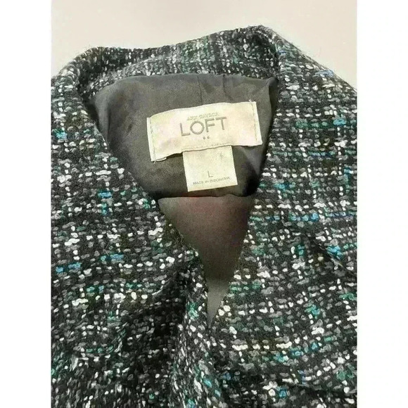 Loft Women's Colorful Tweed Button-Up Jacket with Tie Waist - Size L - Picture 5 of 5